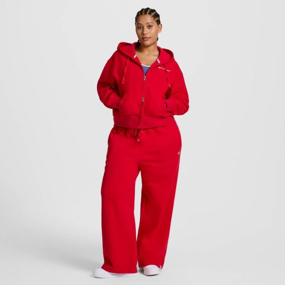 Champion Women's Cropped Fleece Zip-Up Sweatshirt - Red 2X - Picture 3 of 5